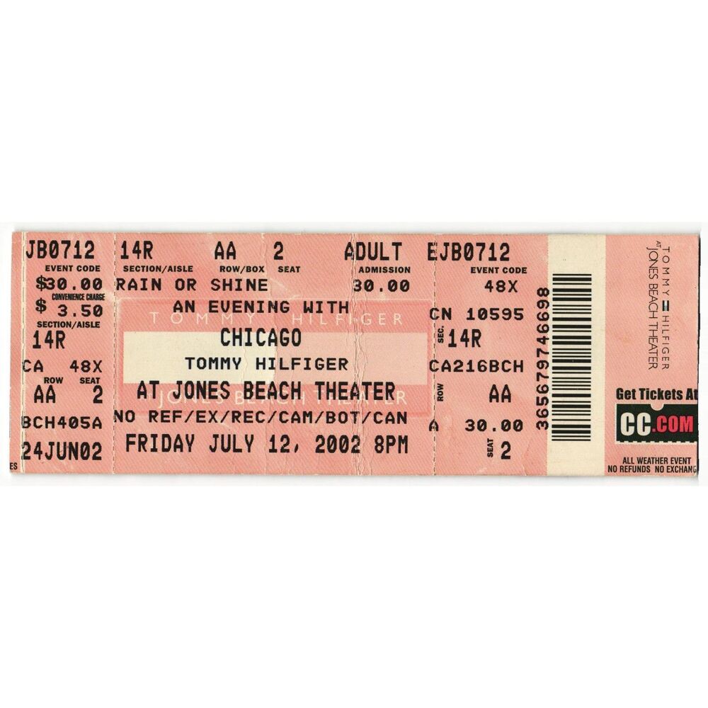Vintage 2002 Chicago Full Complete Concert Ticket Stub Wantagh NY